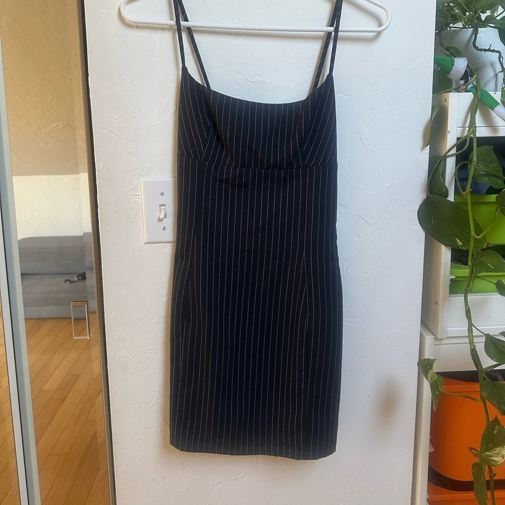 White Fox Navy Pinstripe Dress